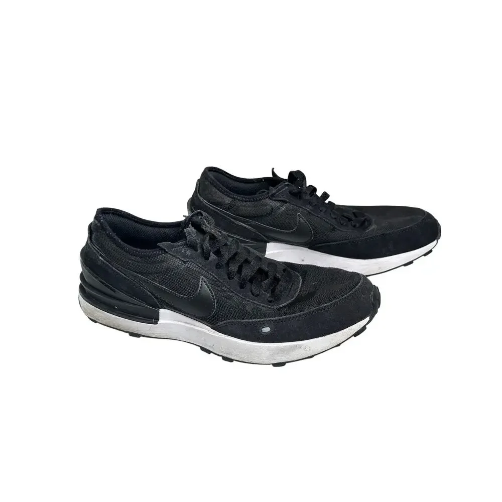 Nike Waffle One Black White Mesh Suede Sneakers Boys 7Y Low Top Womens 8.5